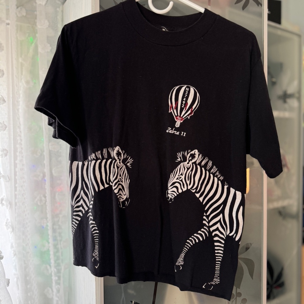 Vintage upcycled aop zebra hot air balloon tee
